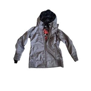 Obermeyer Women's Edens Jacket Hooded Gray Faux Fur Trim Ski Jacket Size 8